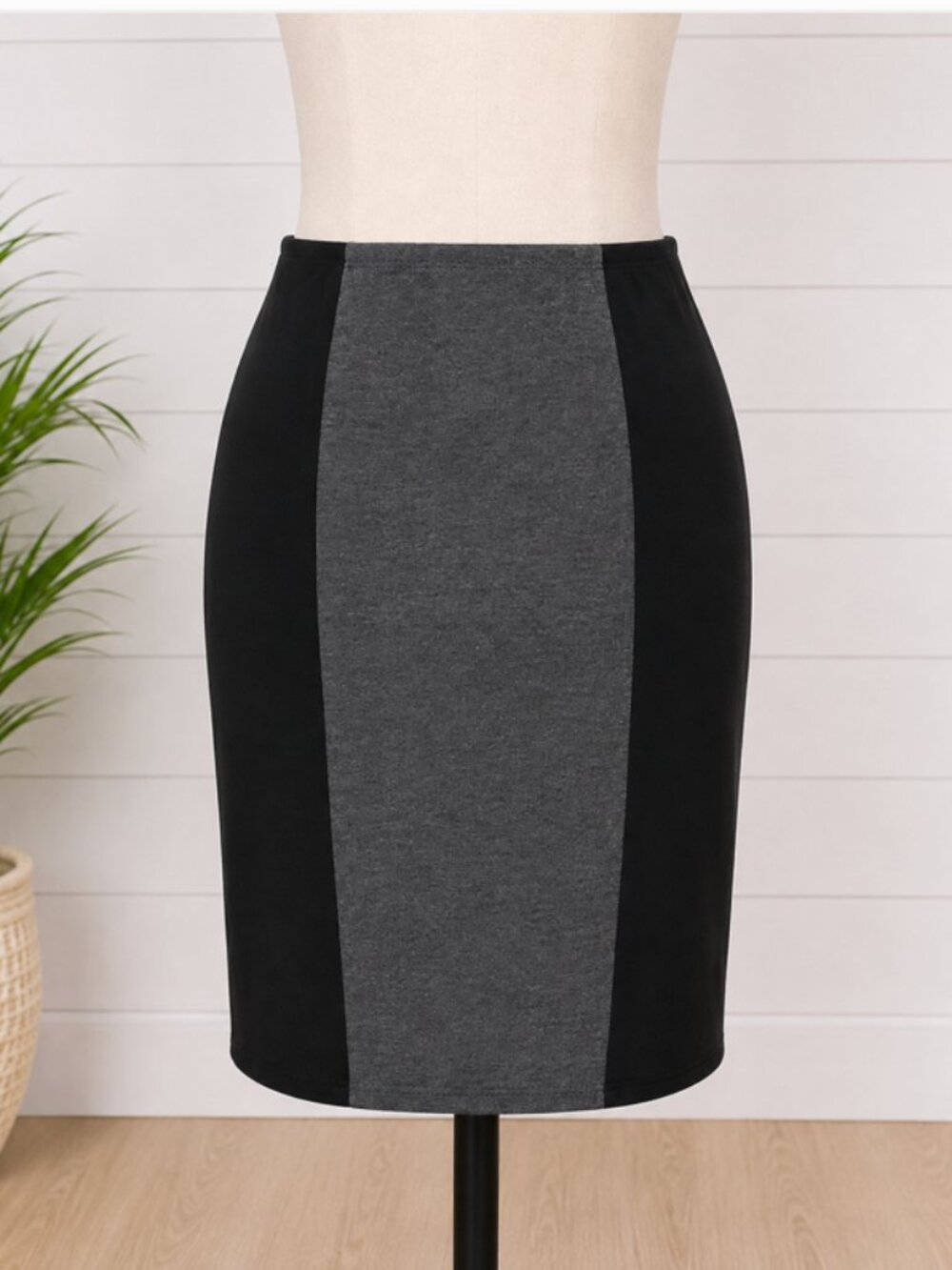 STAR VIXEN Women's Colorblock Pencil Skirt Size XL Black Gray Made in USA NWOT